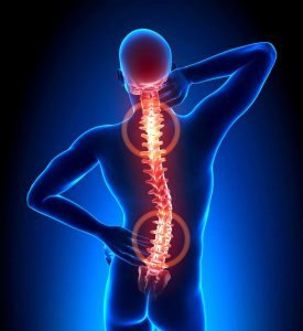 male hurt backbone - vertebrae pain