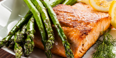 herb butter salmon and asparagus recipe