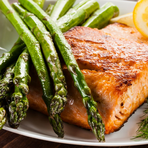 herb butter salmon and asparagus recipe