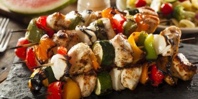 This meat and vegetable kabobs recipe is great for grilling.