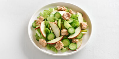 Cucumber, apple, and char-grilled chicken salad