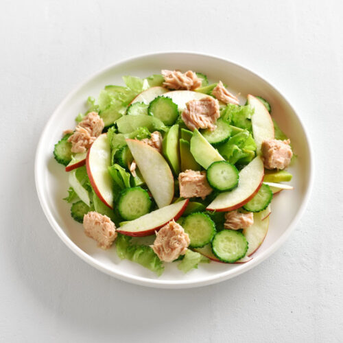 Cucumber, apple, and char-grilled chicken salad