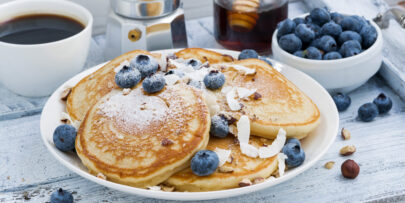 Coconut blueberry pancakes