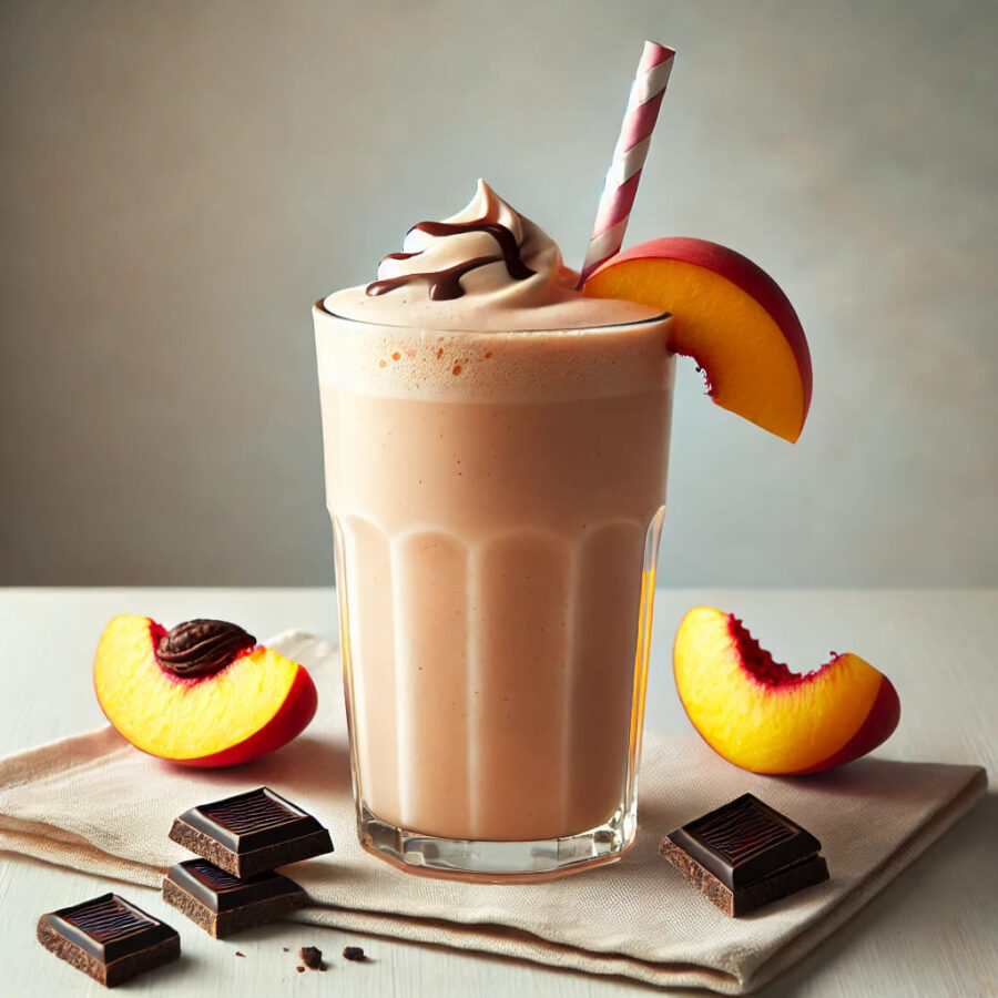 Peaches and chocolate mushrooms smoothie